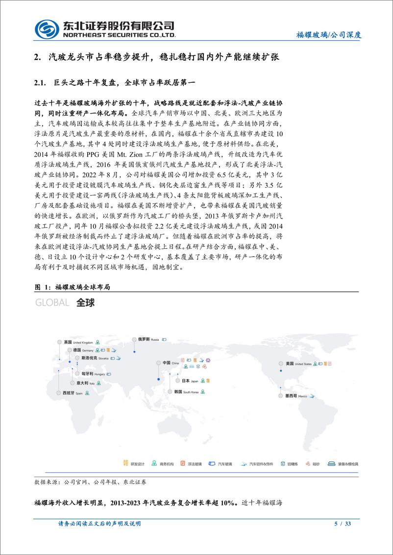 《福耀玻璃(600660)全球市占率稳步提升，汽玻量价双增逻辑持续兑现-240812-东北证券-33页》 - 第5页预览图