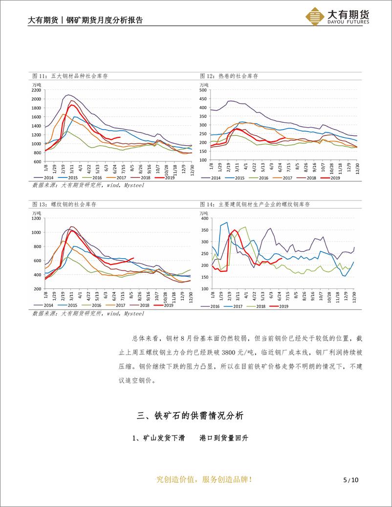 《钢矿期货月度分析报告：成材持续累库，钢价震荡偏弱-20190805-大有期货-11页》 - 第7页预览图