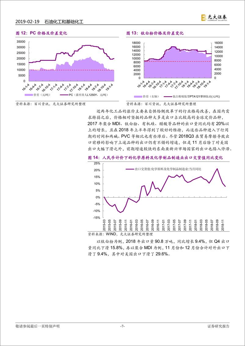 《石化化工行业跟踪报告：油价有望进一步回暖，关注悲观情绪释放下的化工品反弹-20190219-光大证券-11页》 - 第8页预览图