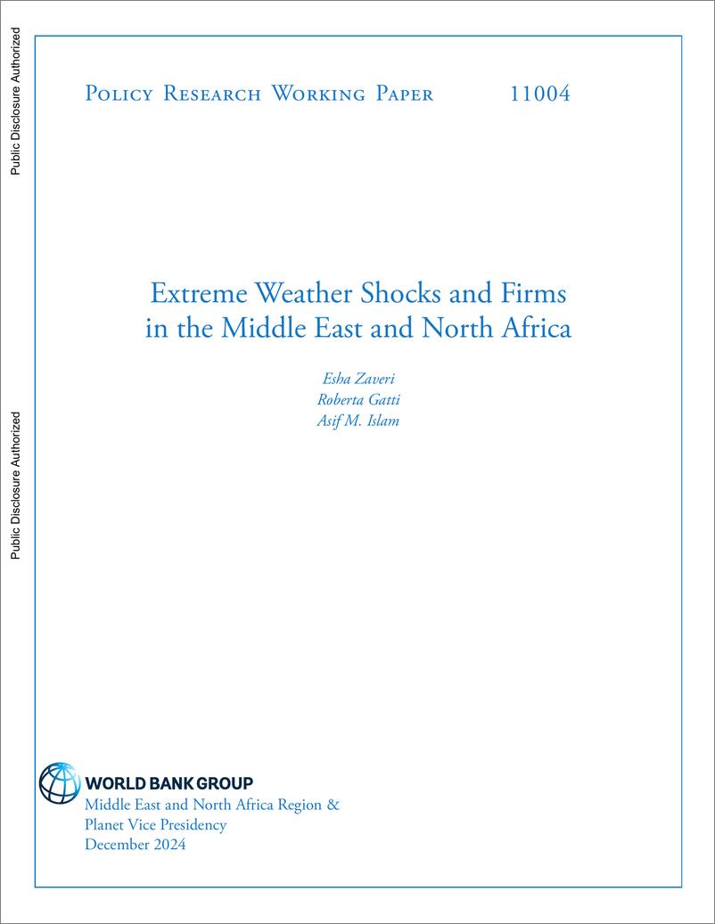 《世界银行-中东和北非的极端天气冲击和企业（英）-2024.12-26页》 - 第1页预览图