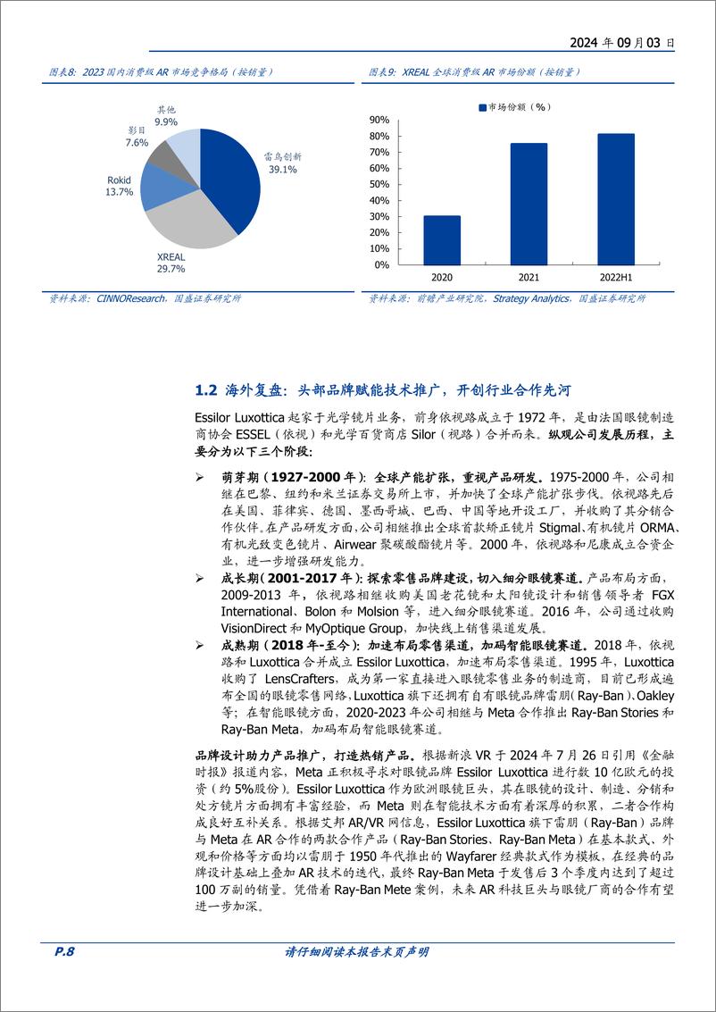 《博士眼镜(300622)产品%26渠道领先，AR赛道布局前瞻-240903-国盛证券-22页》 - 第8页预览图