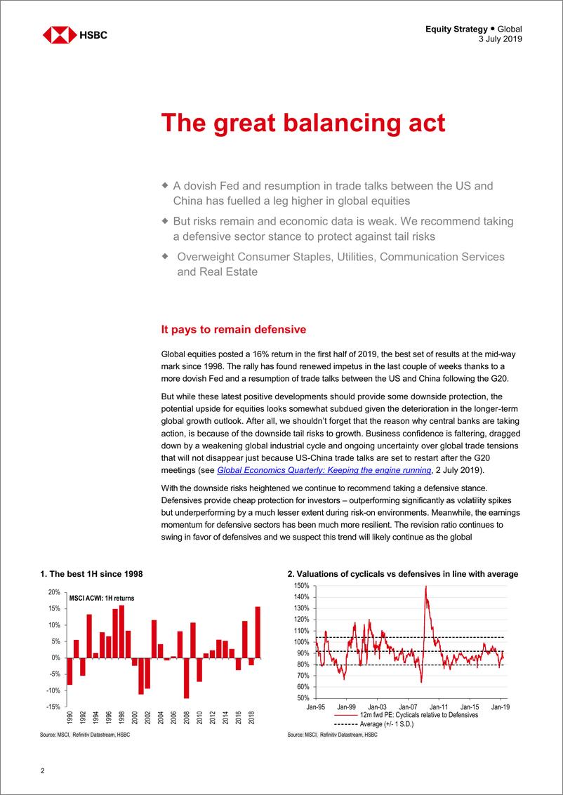《汇丰银行-全球-股票策略-全球股票策略：伟大的平衡行为-2019.7.3-24页》 - 第3页预览图