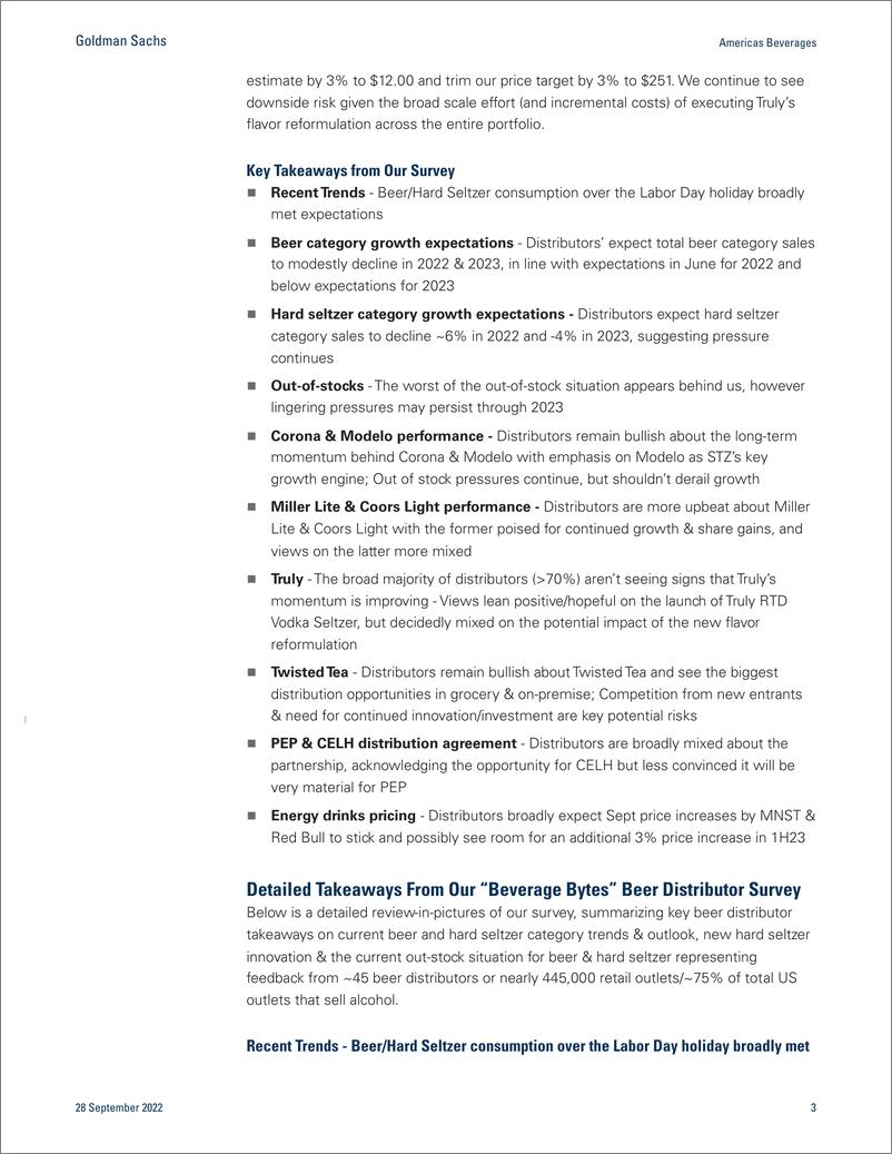 《Americas BeverageBeverage Byte Beer Distr Survey - Strong Labor Day trends as out-of-stocks ease; Buy STZ & MNST, Sell SAM(1)》 - 第4页预览图