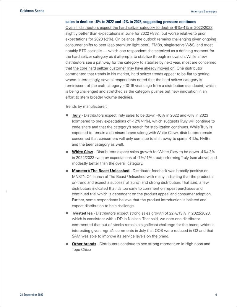 《Americas BeverageBeverage Byte Beer Distr Survey - Strong Labor Day trends as out-of-stocks ease; Buy STZ & MNST, Sell SAM(1)》 - 第7页预览图