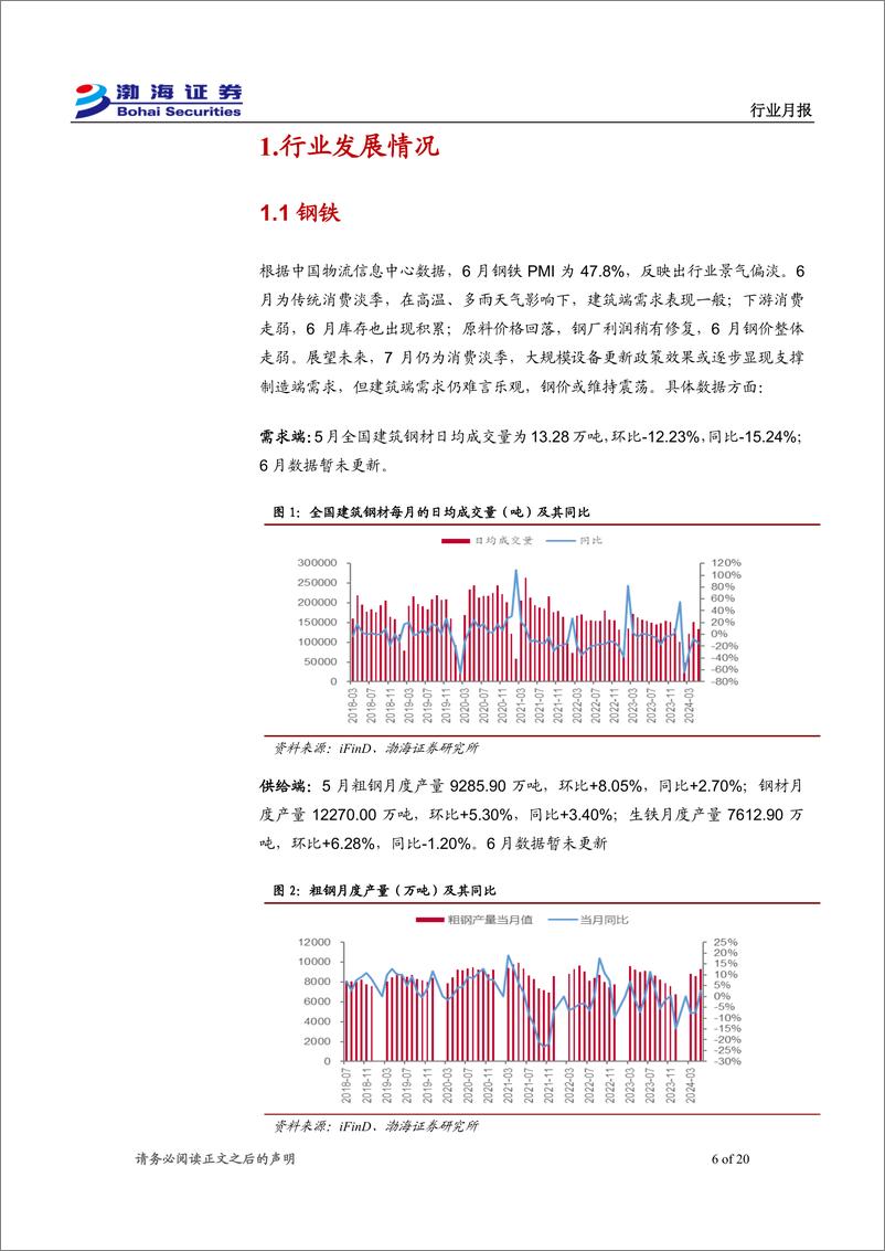 金属行业7月月报：6月价格集体调整，《稀土管理条例》发布-240702-渤海证券-20页 - 第6页预览图