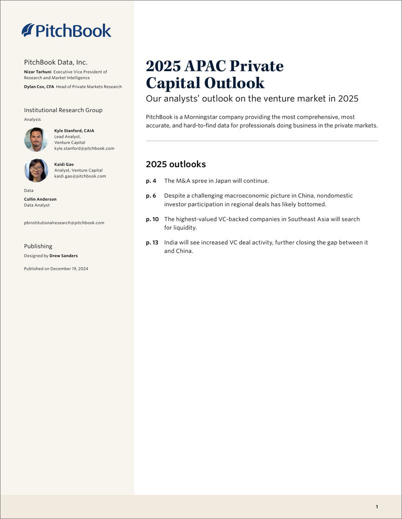 《PitchBook-2025年亚太地区私人资本展望（英）-2024-14页》 - 第1页预览图