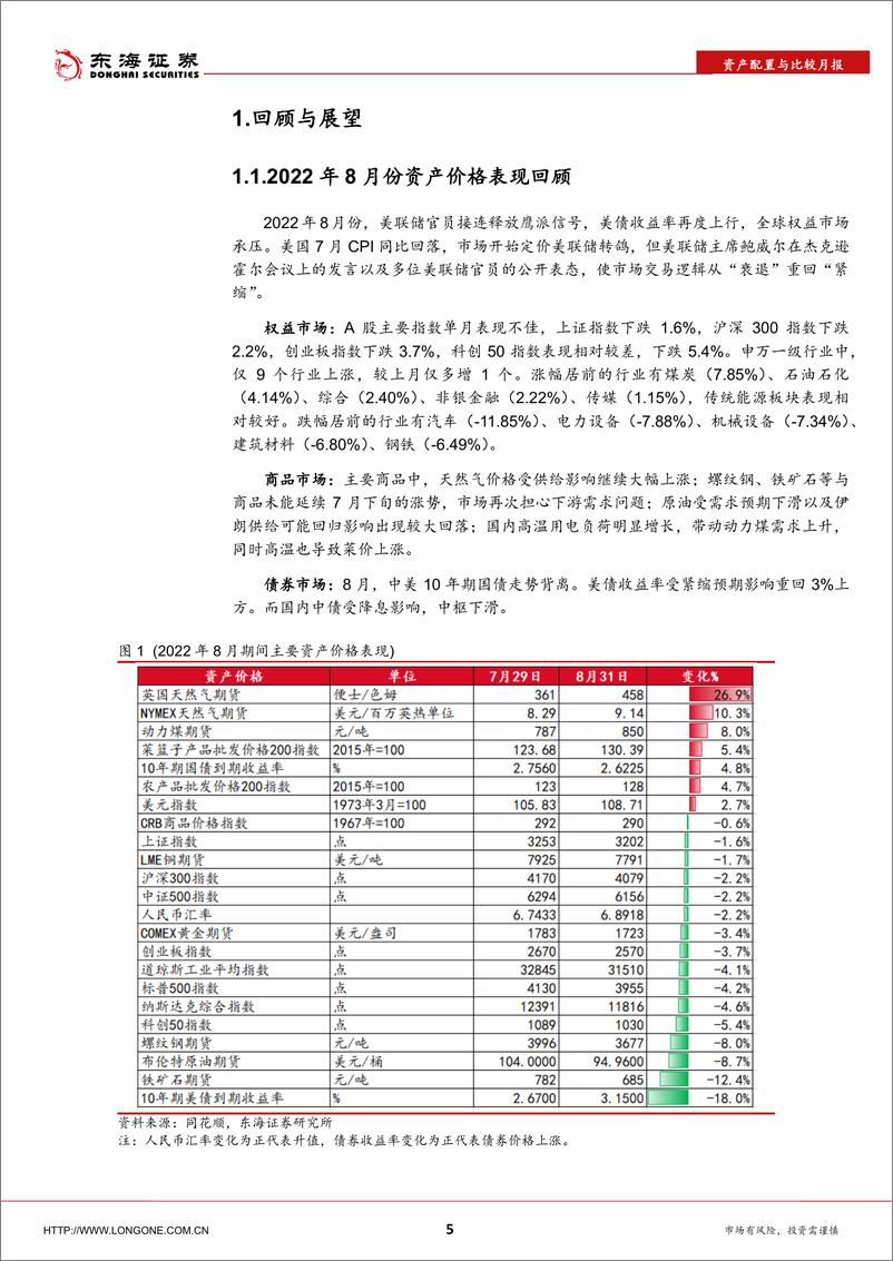 《资产配置与比较月报（2022年9月）：欧洲能源危机与美国控通胀，看好中国的比较优势和产业链升级方向-20220905-东海证券-37页》 - 第6页预览图