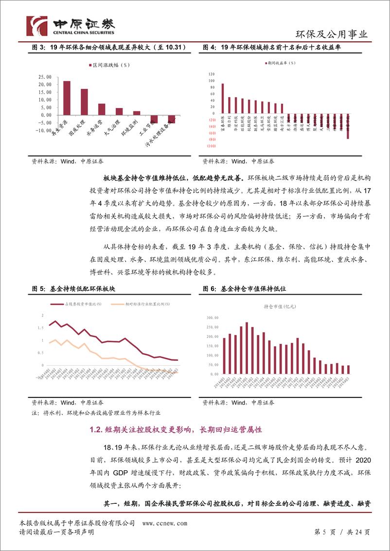 《环保及公用事业行业2020年度策略：短期关注控股权变更影响，中期投资回归运营属性-20191115-中原证券-24页》 - 第6页预览图