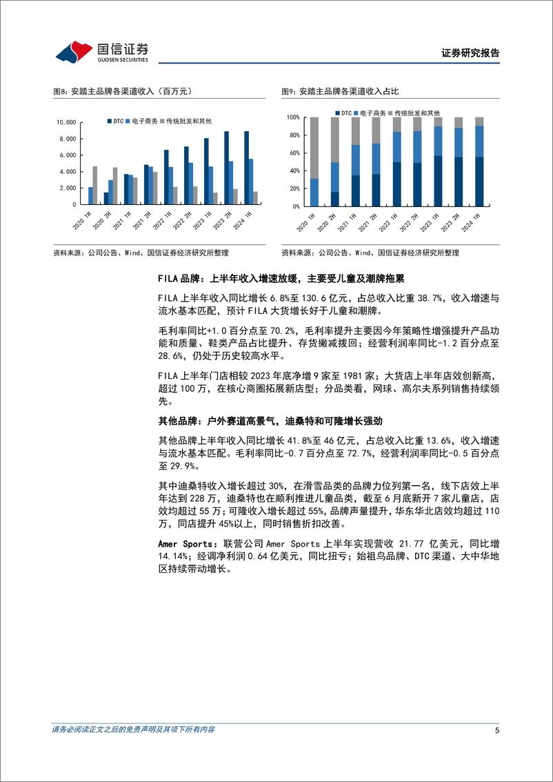 《安踏体育(02020.HK)上半年收入增长14%25，发布回购计划提升股东回报-240829-国信证券-10页》 - 第5页预览图