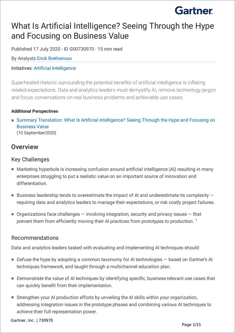 《Gartner -什么是人工智能？看穿炒作，关注商业价值（英）-2022-17页》 - 第3页预览图