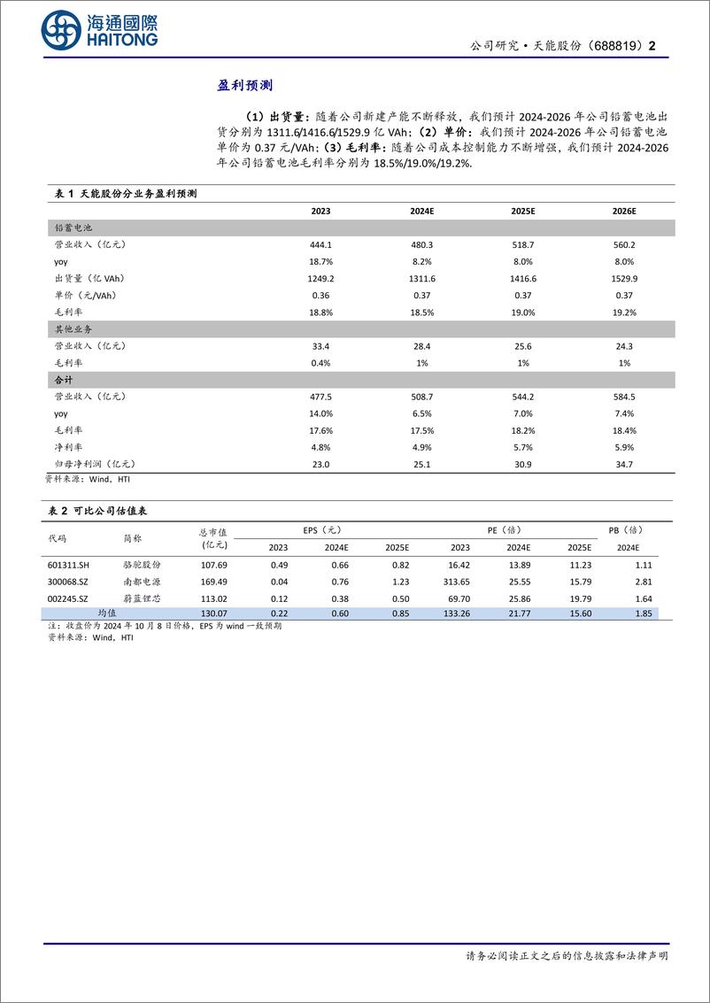 《天能股份(688819)首次覆盖：全球电动轻型车电池龙头，产业政策拐点带来公司新成长周期-241009-海通国际-12页》 - 第2页预览图