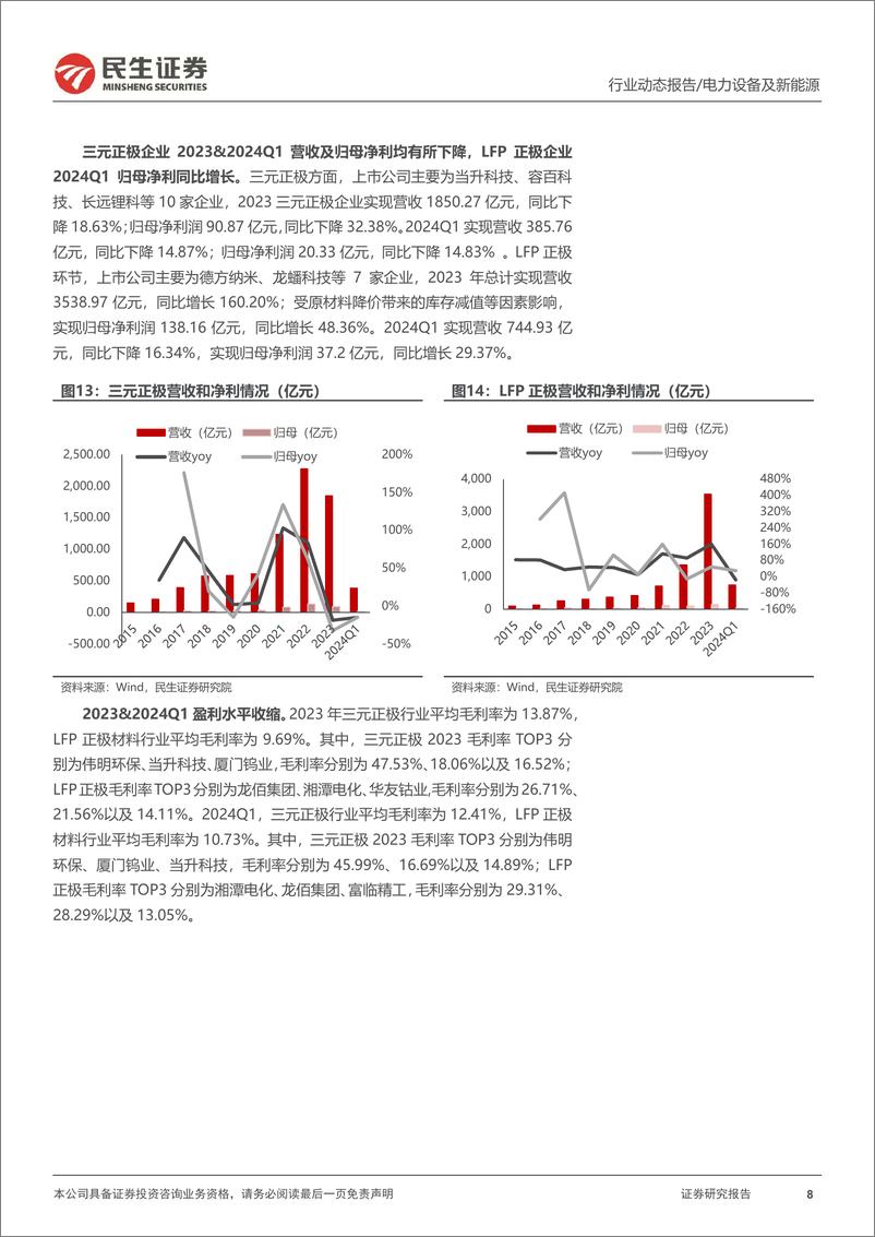 《电新行业2023年年报及2024年一季报业绩总结：大浪淘沙始见金-240509-民生证券-45页》 - 第8页预览图