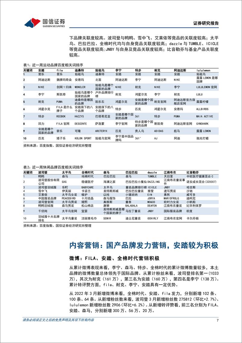 《纺织服装行业品牌力跟踪月报202204期：看好优质国货品牌中长期成长性-20220405-国信证券-23页》 - 第8页预览图