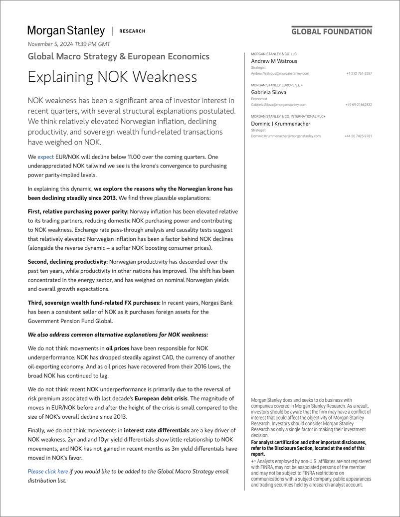 《Morgan Stanley Fixed-Global Macro Strategy  European Economics Explaining NOK W...-111378886》 - 第1页预览图