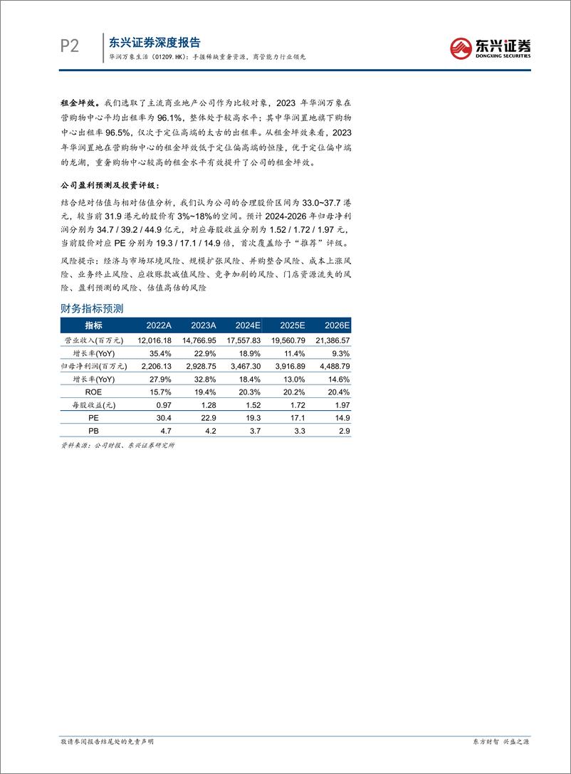 《东兴证券-华润万象生活-1209.HK-手握稀缺重奢资源，商管能力行业领先》 - 第2页预览图