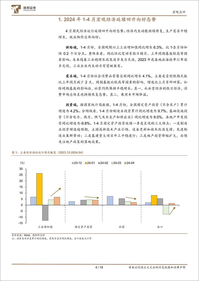 《2024年4月经济数据点评-4月经济：工业稳、固投扩、就业升-240518-德邦证券-19页》 - 第4页预览图