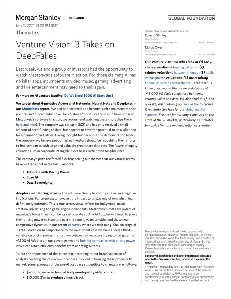 《Morgan Stanley-Thematics Venture Vision 3 Takes on DeepFakes-108665275》 - 第1页预览图