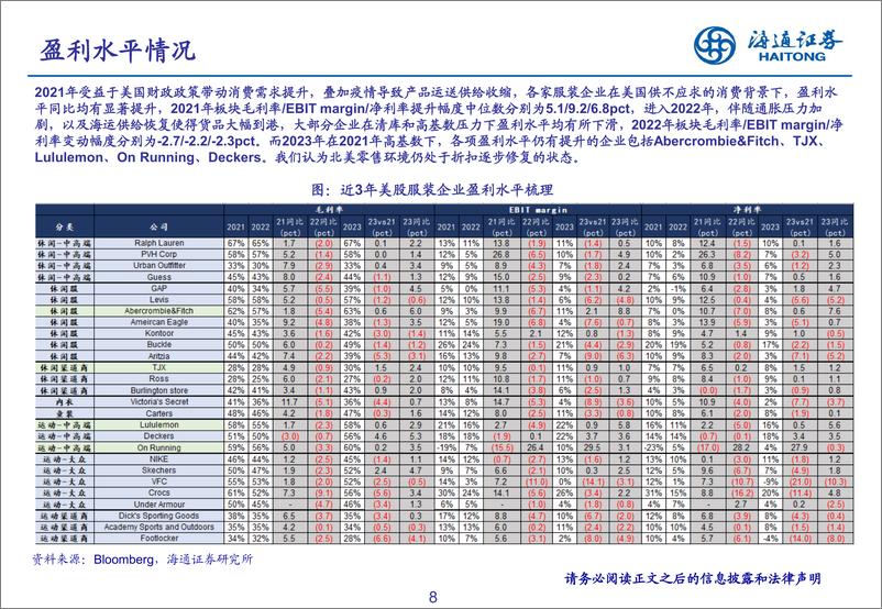 《纺织服装行业：美股服装企业财报深度梳理-240701-海通证券-24页》 - 第8页预览图