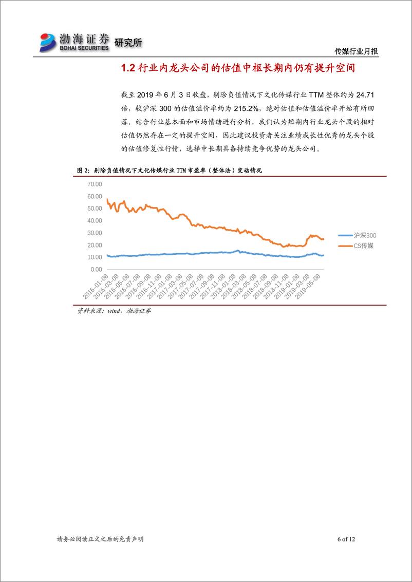 《传媒行业月报：五月行情低迷，六月份大片持续上映利好院线-20190605-渤海证券-12页》 - 第7页预览图