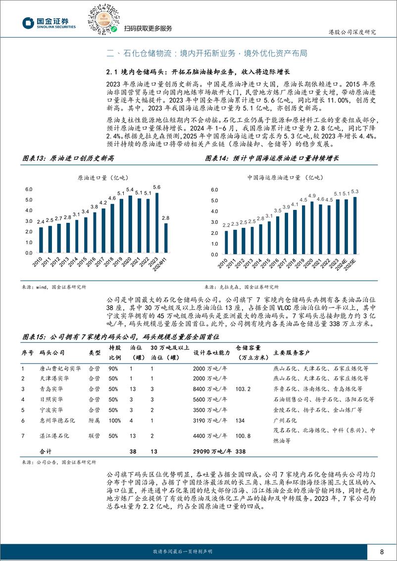 《中石化冠德(0934.HK)石化仓储码头龙头，海内外业务齐发展-240720-国金证券-19页》 - 第8页预览图