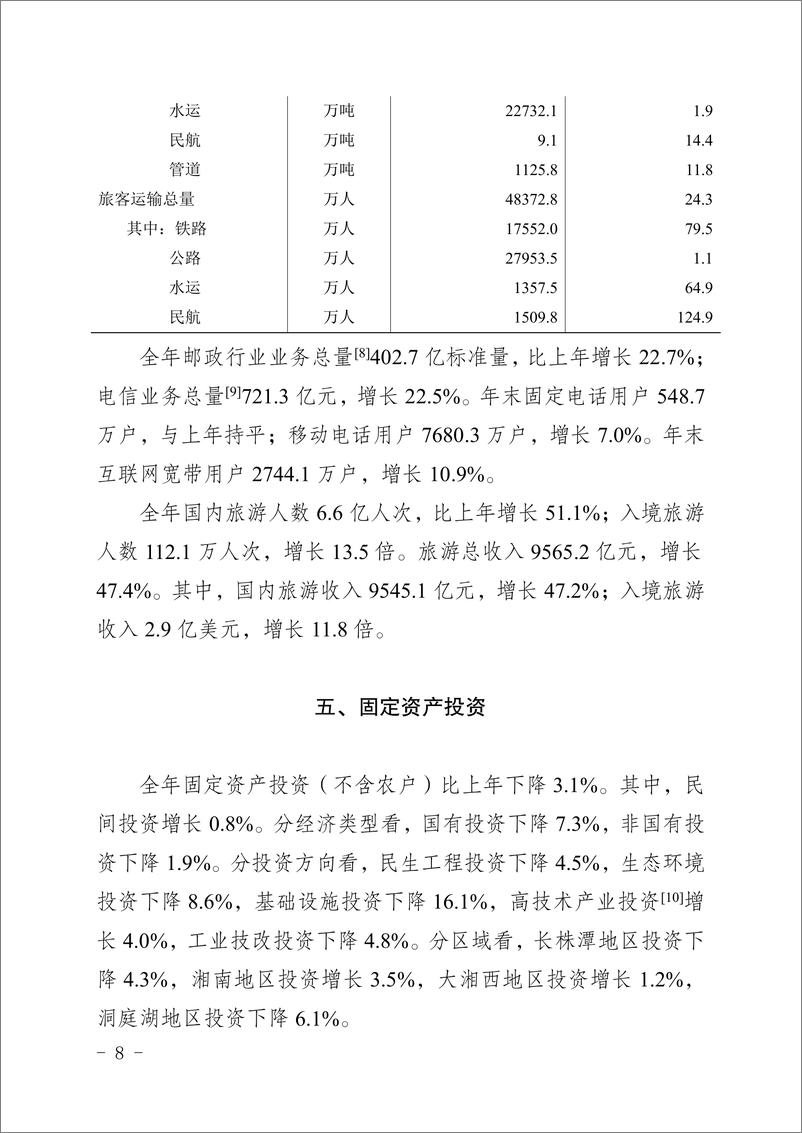 《湖南省2023 年国民经济和社会发展统计公报》 - 第8页预览图