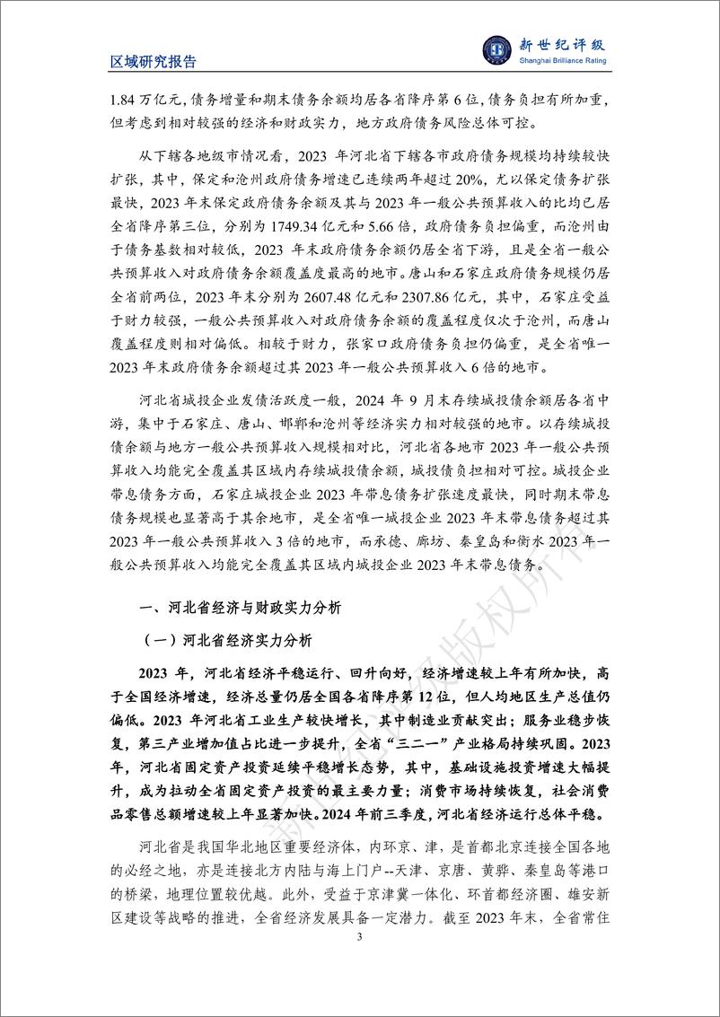 《河北省及下辖各市经济财政实力与债务研究(2024)-241203-新世纪评级-24页》 - 第3页预览图