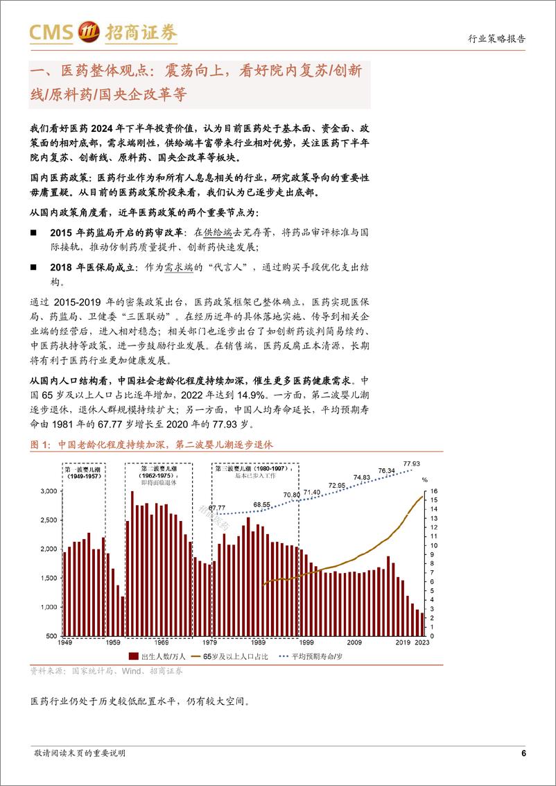 《生物医药行业2024年度中期投资策略：震荡向上，看好院内复苏／创新线／原料药／国央企改革等-240701-招商证券-53页》 - 第6页预览图