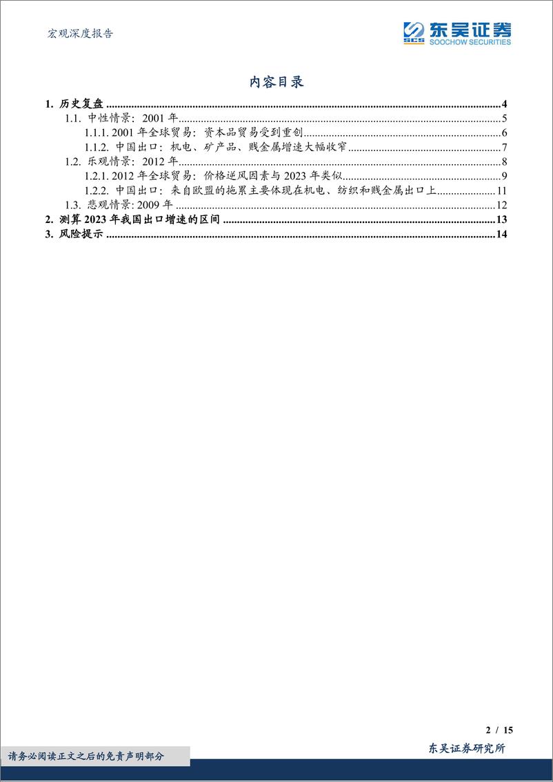 《宏观深度报告：2023全球经济增速下滑=多大的出口逆风？-20221123-东吴证券-15页》 - 第3页预览图