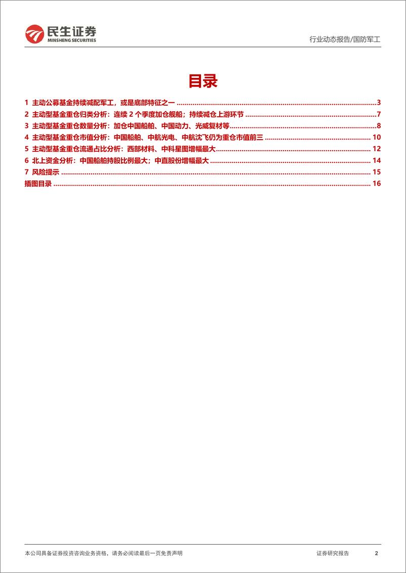 《军工行业2024年一季度公募基金持仓分析：主动型基金再次减配；产业链持仓分布出现变化-240511-民生证券-17页》 - 第2页预览图