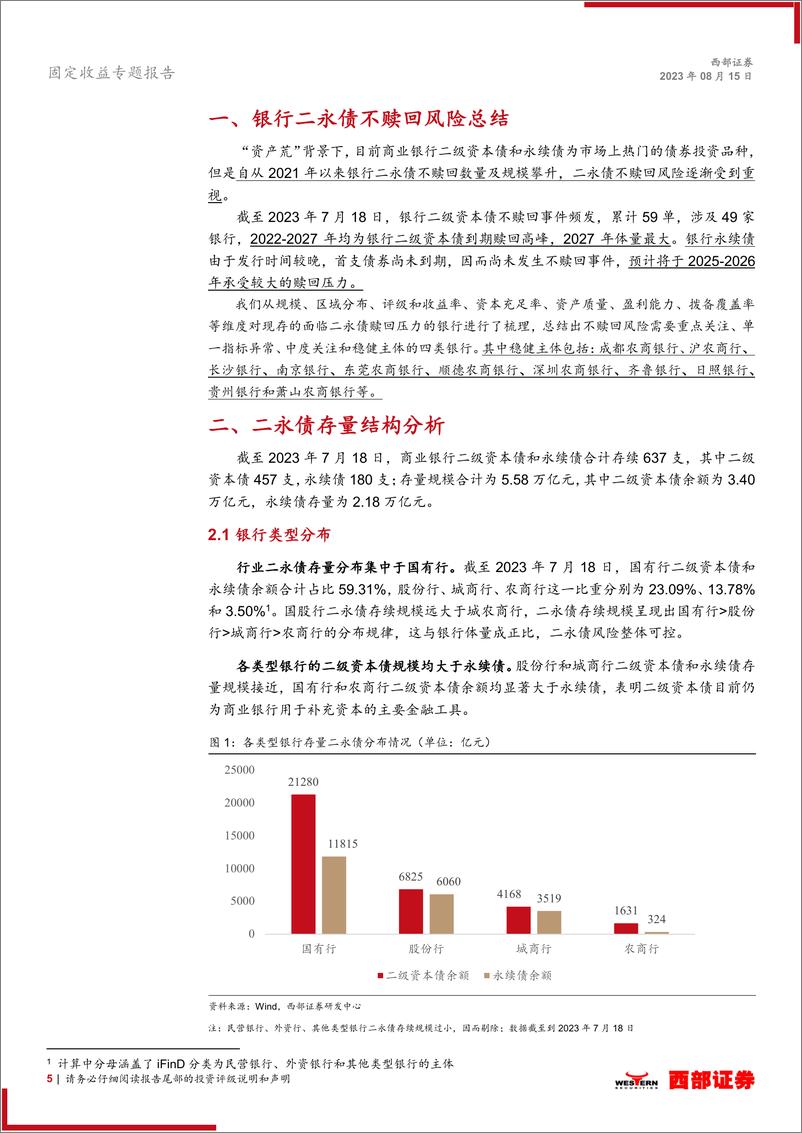 《金融债工具箱系列之三：二永债不赎回风险特征分析与名单梳理-20230815-西部证券-27页》 - 第6页预览图