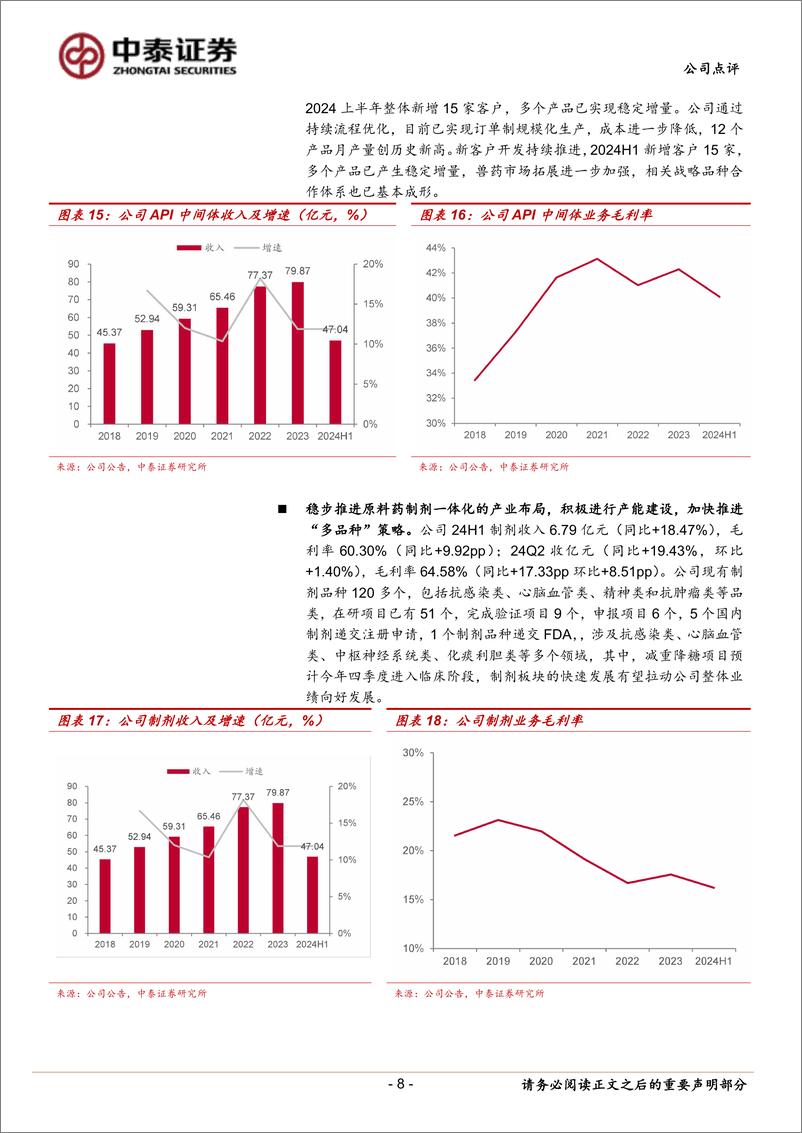 《普洛药业(000739)业绩超预期，Q2高基数下保持增长-240819-中泰证券-12页》 - 第8页预览图