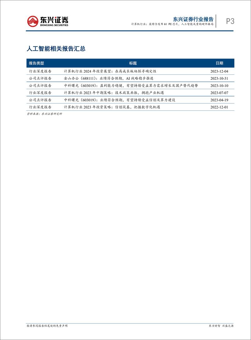 《2023-12-20-信息技术-人工智能行业动态追踪：计算机行业：英特尔发布AI PC芯片，人工智能或重构硬件格局-东兴证券》 - 第3页预览图