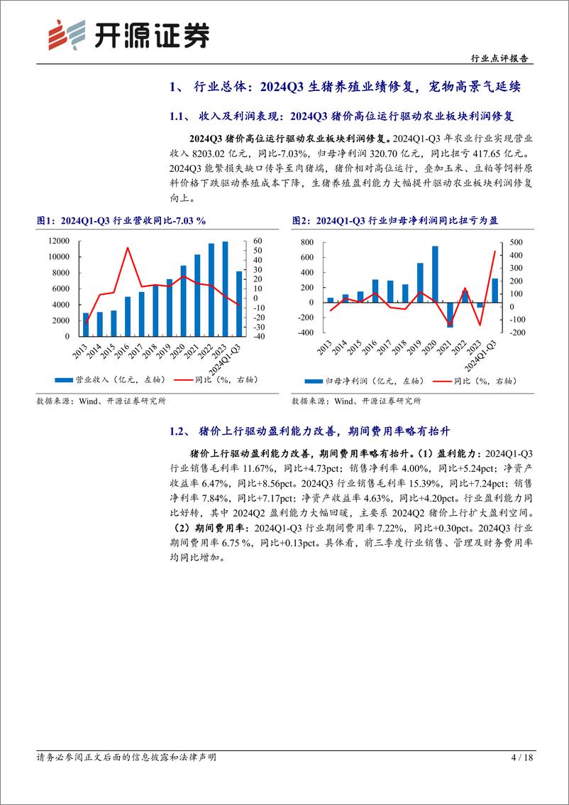 《农林牧渔行业点评报告：2024Q3生猪养殖业绩修复，宠物高景气延续-241105-开源证券-18页》 - 第4页预览图