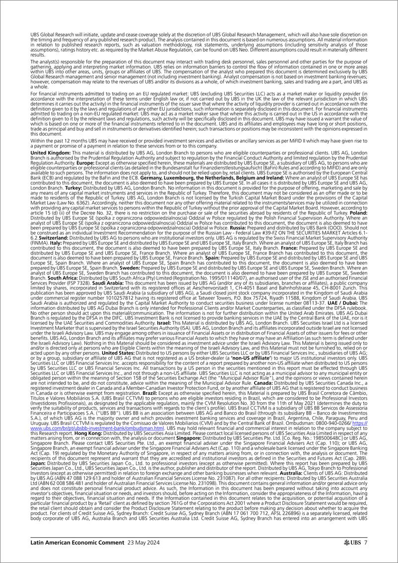 《UBS Economics-Latin American Economic Comment _Mexico H1’May CPI A slight...-108367360》 - 第7页预览图