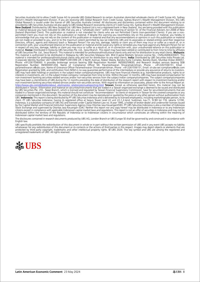 《UBS Economics-Latin American Economic Comment _Mexico H1’May CPI A slight...-108367360》 - 第8页预览图