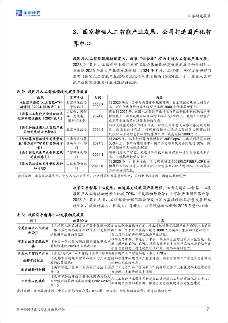 《恒为科技(603496)2024年三季报点评：前三季度营收同比%2b77%25，智算业务持续落地-241105-国海证券-13页》 - 第7页预览图