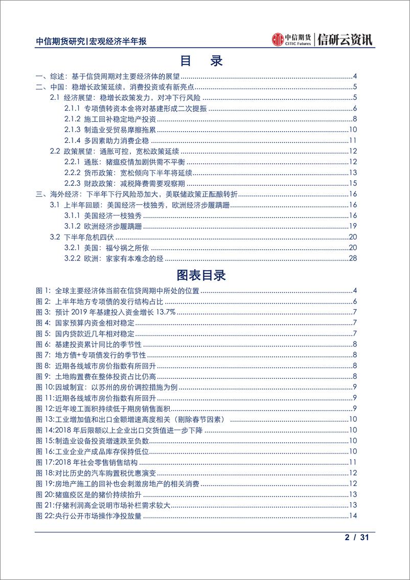 《宏观经济半年报：2019年下半年全球宏观经济展望，全球经济临重重考验，政策转折正步步临近-20190617-中信期货-31页》 - 第3页预览图