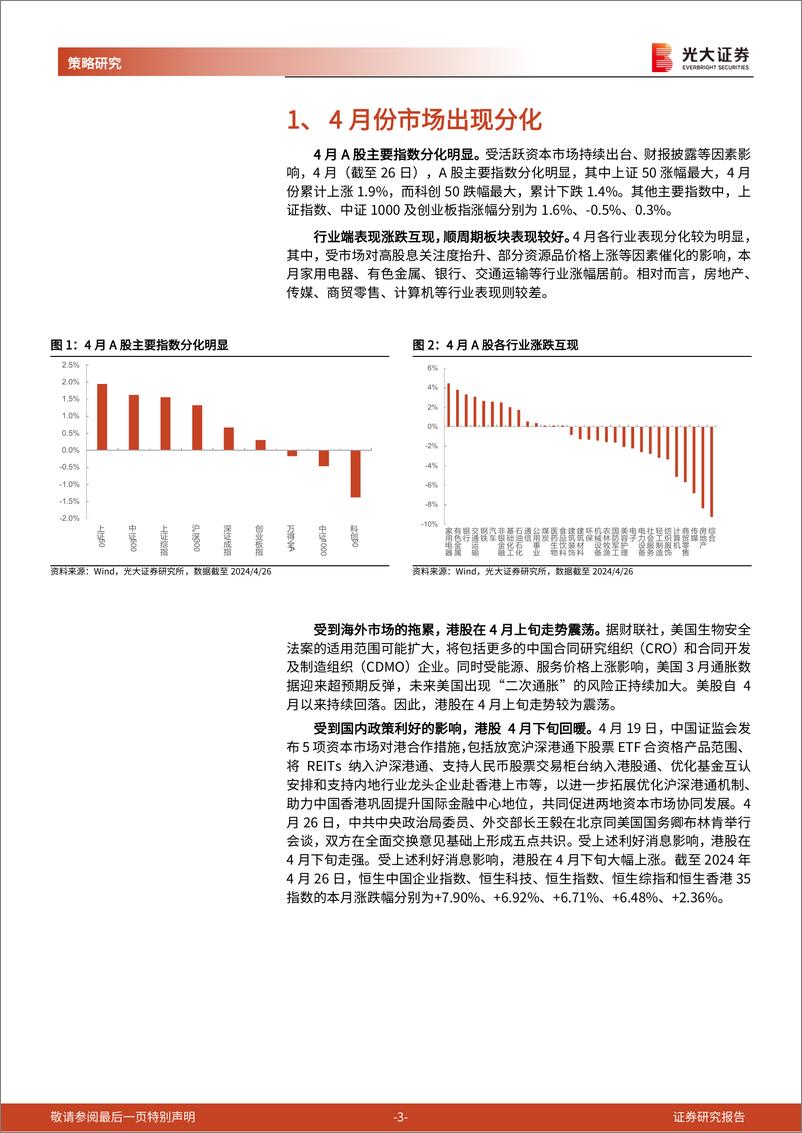 《2024年5月A股及港股月度金股组合：把握市场上行机遇-240430-光大证券-25页》 - 第3页预览图