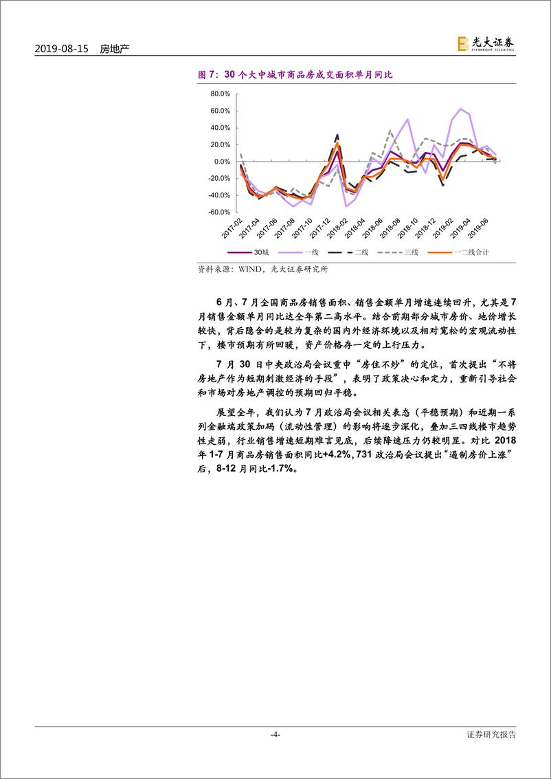 《2019年1~7月国家统计局房地产行业数据点评：销售存降速压力，竣工现向好迹象-20190815-光大证券-12页》 - 第5页预览图