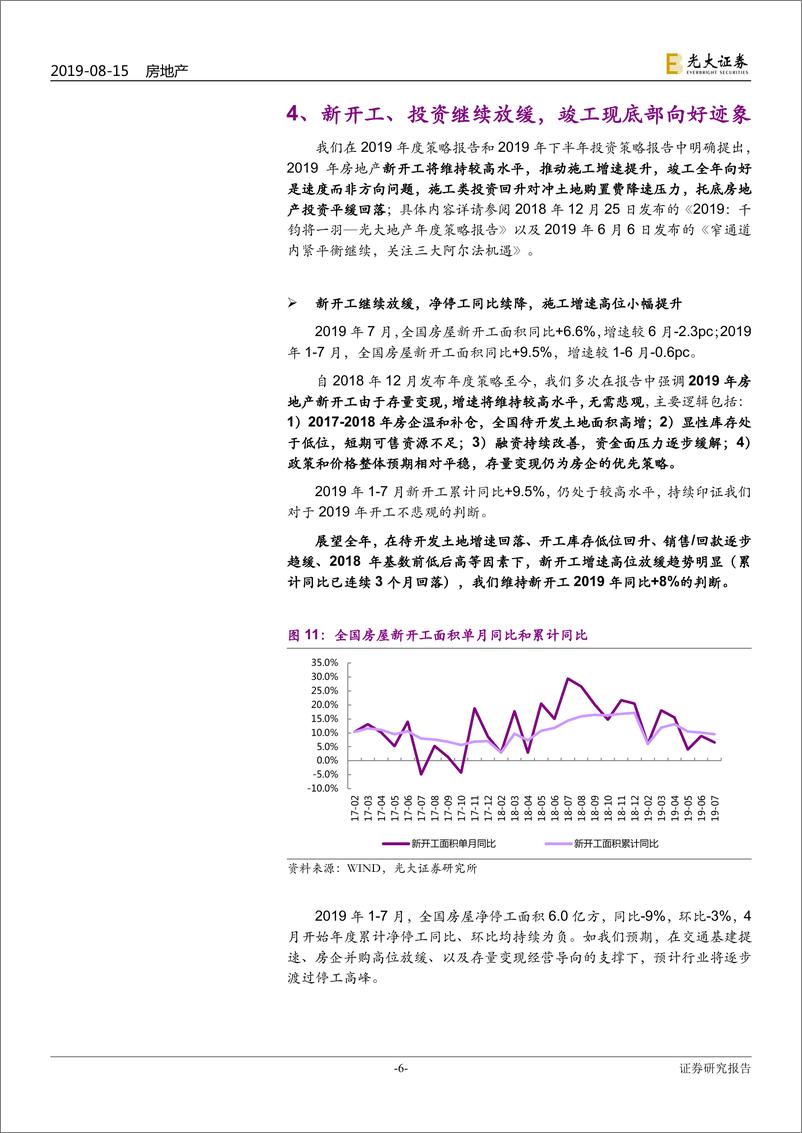 《2019年1~7月国家统计局房地产行业数据点评：销售存降速压力，竣工现向好迹象-20190815-光大证券-12页》 - 第7页预览图