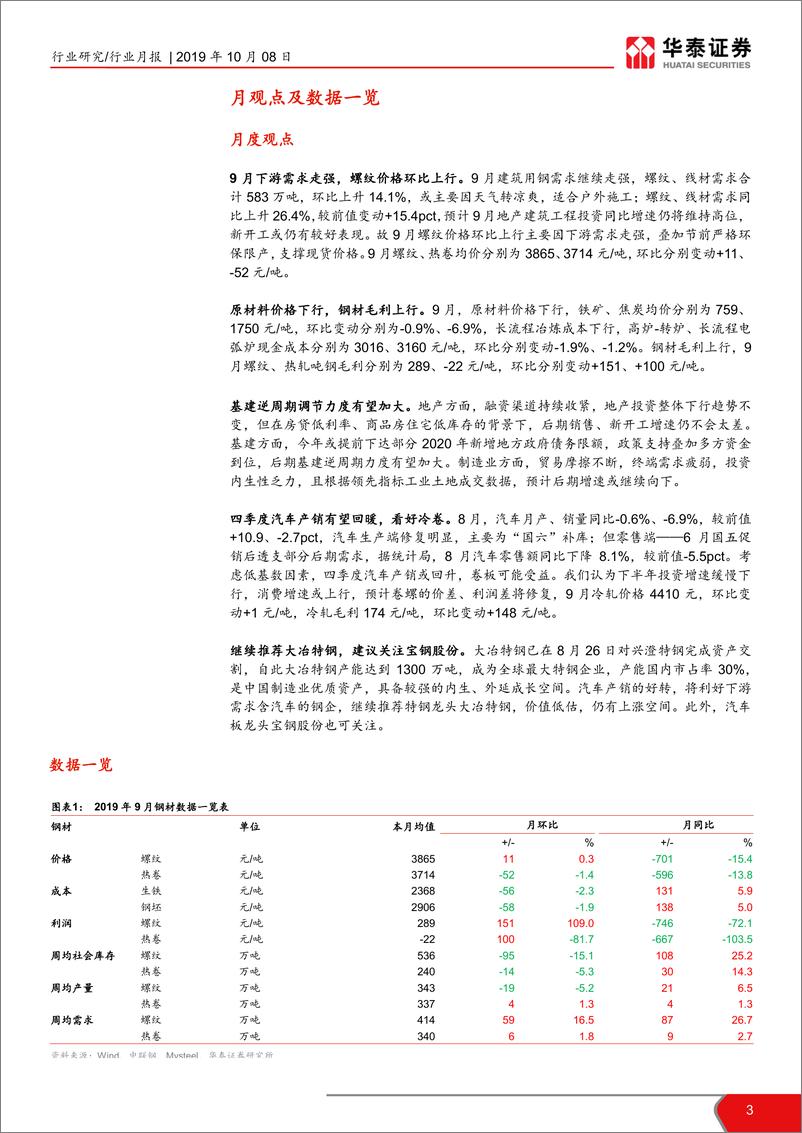 《钢铁行业月报：9月建筑用钢需求强劲-20191008-华泰证券-26页》 - 第4页预览图