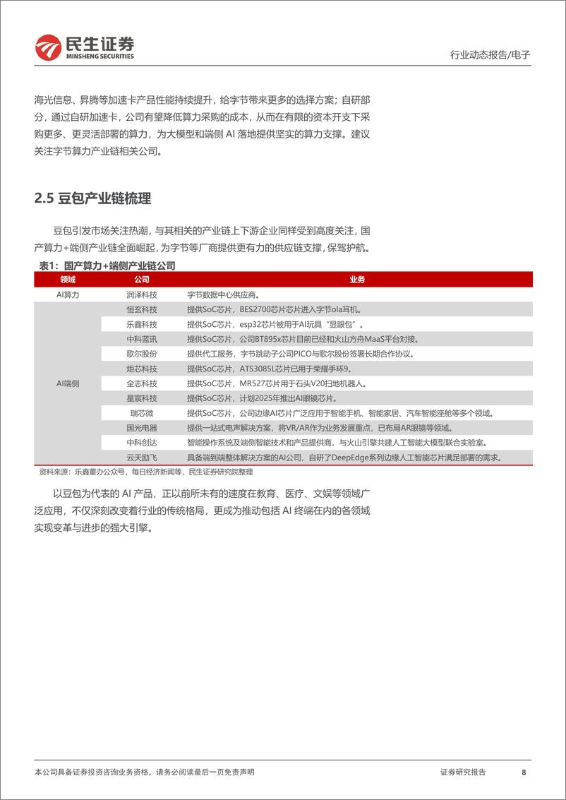 《电子行业动态：豆包出圈，解析字节的AI终端布局-241218-民生证券-16页》 - 第8页预览图