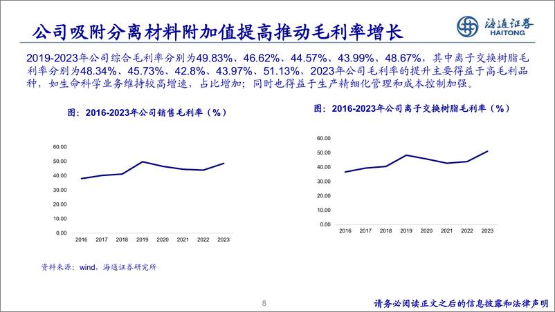 《基础化工行业新材料专题研究(7)-蓝晓科技：国内吸附分离树脂龙头，高端应用产品逐步放量-240717-海通证券-39页》 - 第8页预览图