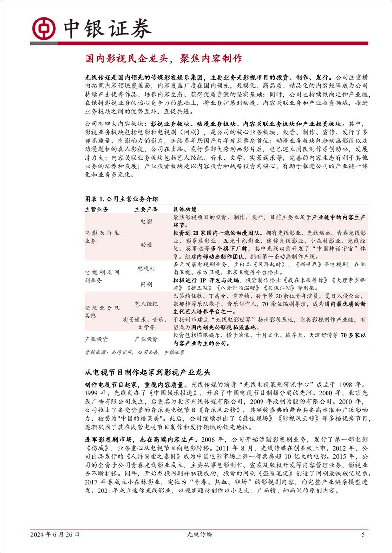 《中银证券-光线传媒-300251-国内影视龙头公司，动画电影领域领军者》 - 第5页预览图