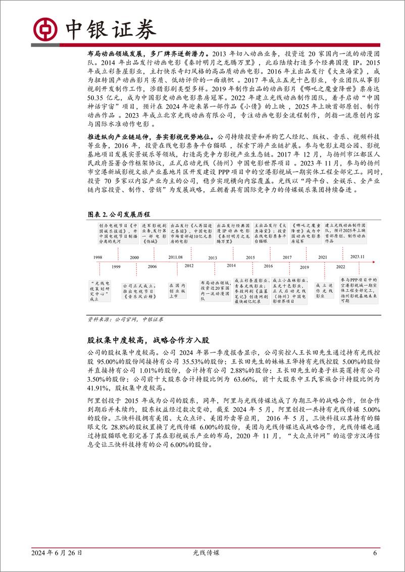 《中银证券-光线传媒-300251-国内影视龙头公司，动画电影领域领军者》 - 第6页预览图