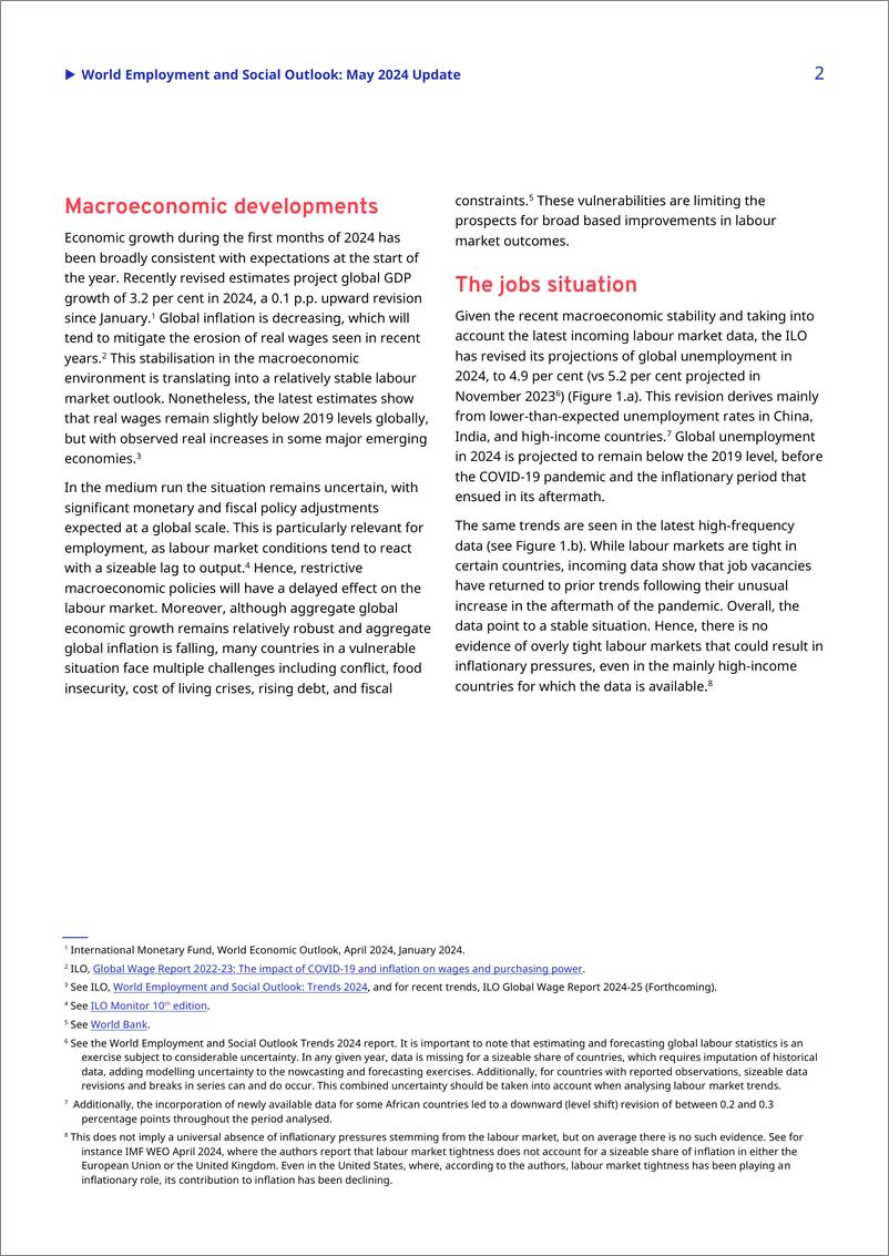 《国际劳工组织（ILO）：2024年世界就业和社会展望报告：2024年5月更（英文版）》 - 第2页预览图