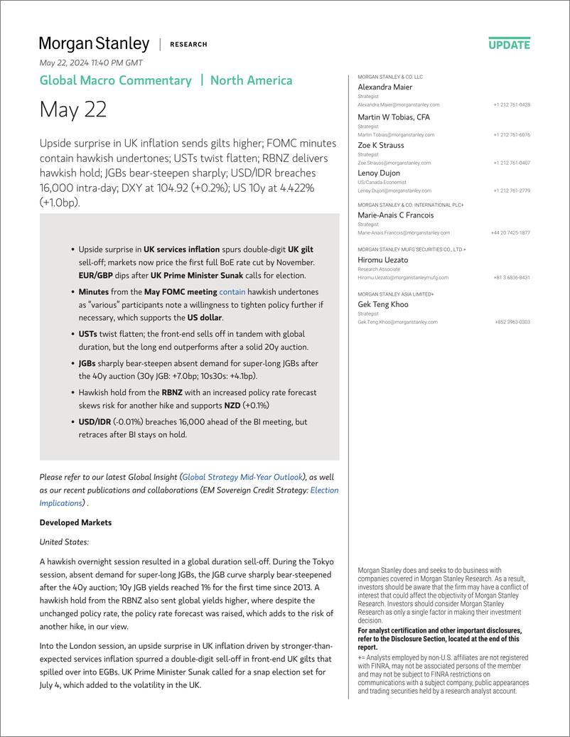 《Morgan Stanley Fixed-Global Macro Commentary May 22-108355483》 - 第1页预览图