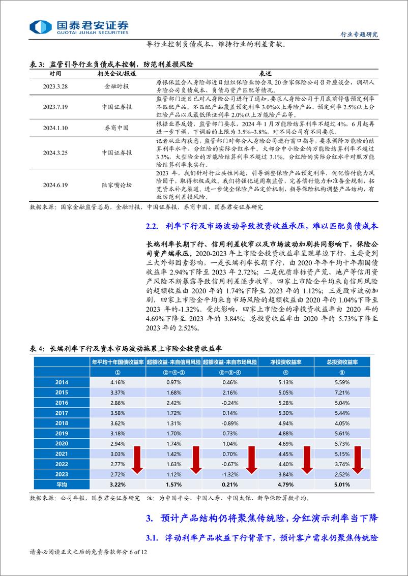 《保险行业利差损风险系列报告之二：负债成本拐点将至，利好缓解利差损风险-240808-国泰君安-12页》 - 第6页预览图