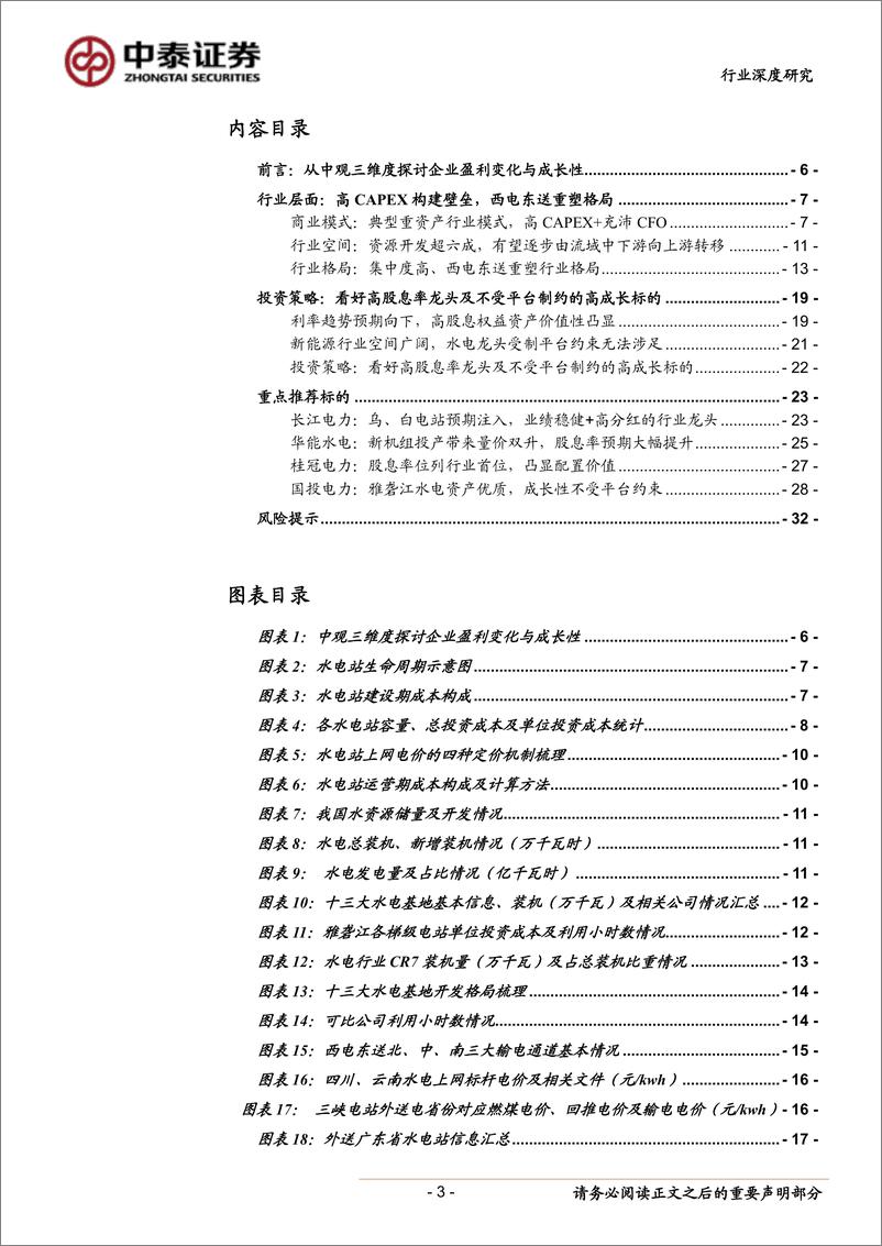 《水电行业深度报告：看好高股息率龙头及不受平台制约的高成长标的-20190920-中泰证券-33页》 - 第4页预览图