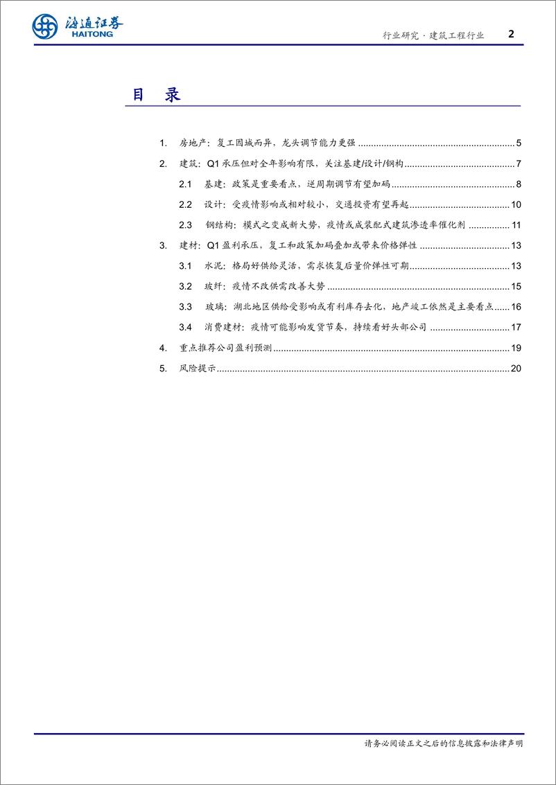 《建筑工程行业：地产及建筑建材行业复工投资机会梳理-20200304-海通证券-24页》 - 第3页预览图